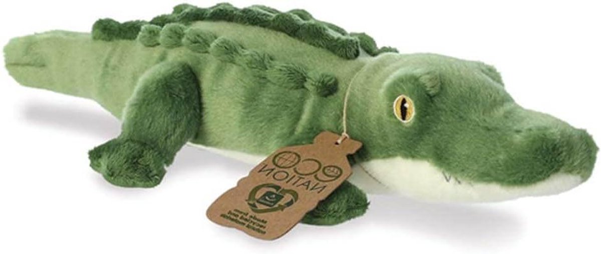 Groene Alligator Knuffel - Zacht Speelgoed Pluche Dier - Knuffelen en Spelen - Gemaakt van Gerecyclede Stoffen - 35 cm