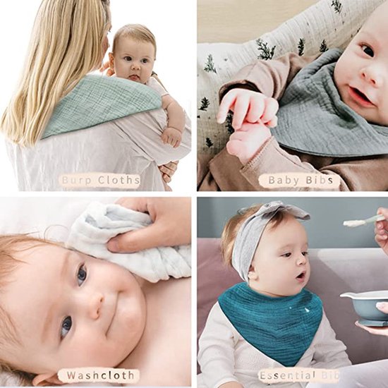10x Absorberende Driehoekige Slabberdoeken voor Baby's - Zachte Katoenen Halsdoeken — afbeelding 5