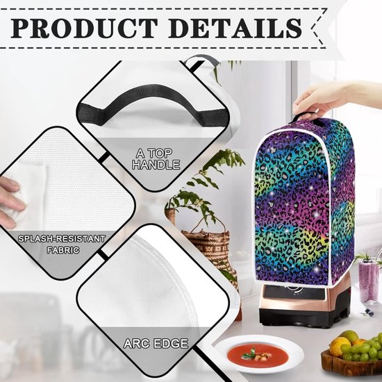 Blender Stofkap - Keukenapparaat Cover - Apparaat Beschermen - Vingerafdruk Bescherming - 9.4"Lx7.2"Wx15.9"H - Regenboog Luipaard van Merkloos — afbeelding 5