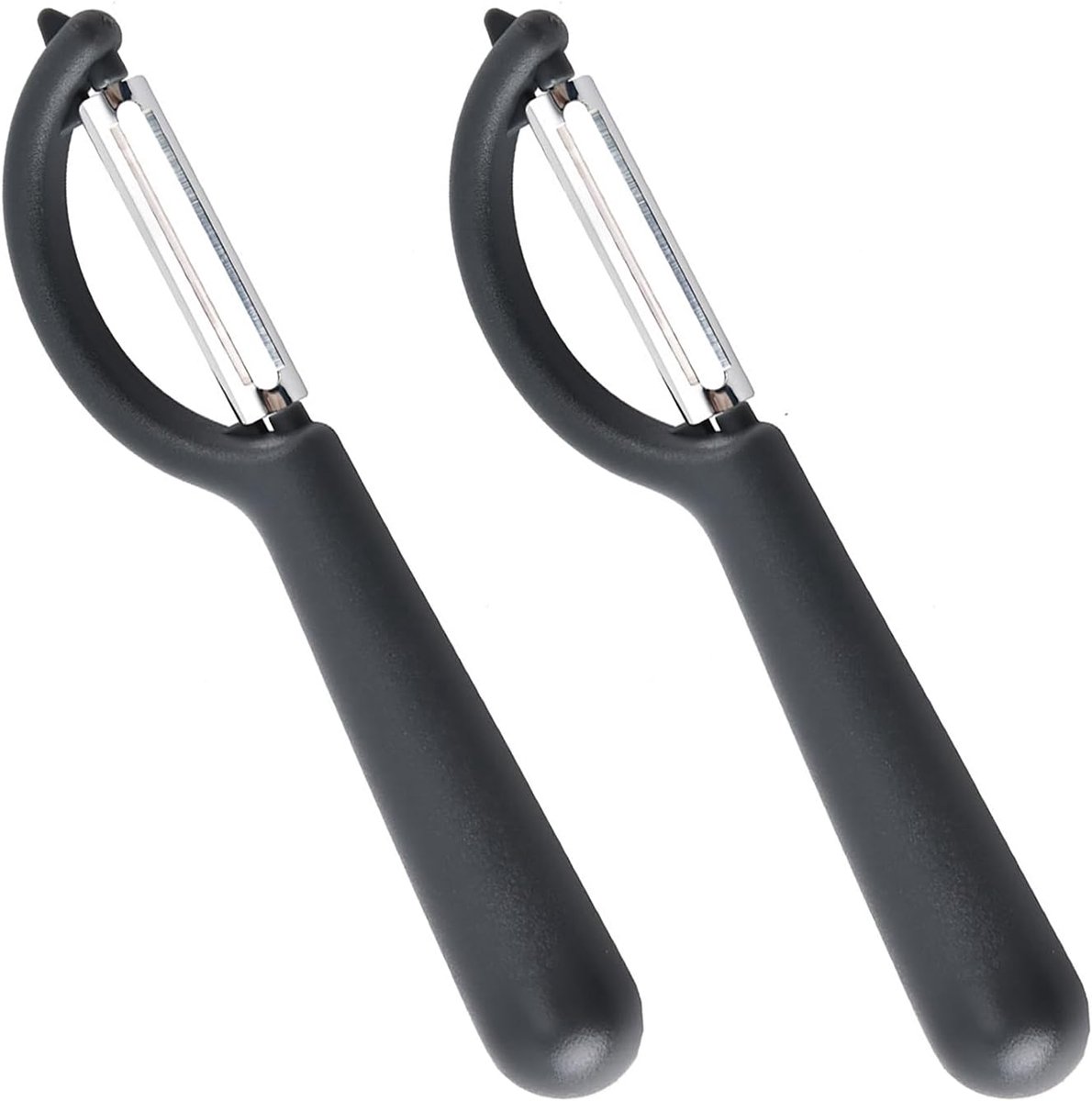 Peeler - 2 Stuks - P-Vormige Schiller - RVS - Groenten - Fruit - Wortels - Zwart