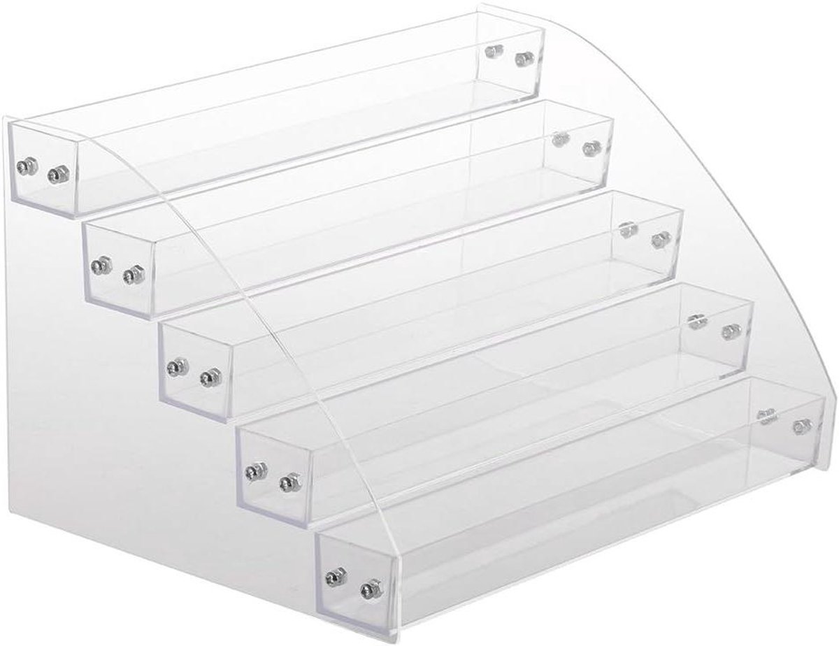 Nagellak Organizer - Acryl Make-up Display - Cosmetica Opbergen - Gelaagd Ladderontwerp - 5 Lagen 31 cm - Transparant