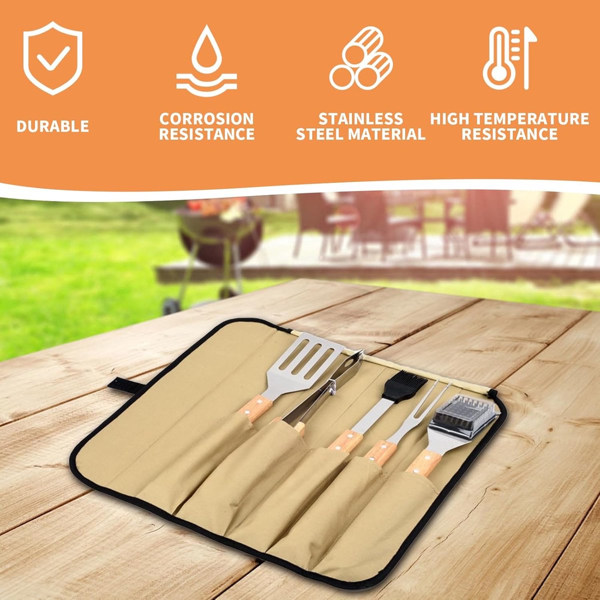 6-in-1 barbecuegereedschapset Geschikt voor opbergtas
