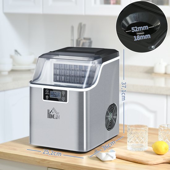 Killogood Ijsblokjesmachine - 20kg/24u - 2,3L ijsproductie - met 3,2L watertank - zilver van Merkloos — afbeelding 4