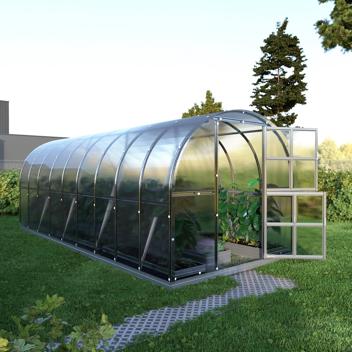 KLASIKA Tuinkas - Boogkas - Polycarbonaat - 4 mm - 18 m² - Automatische Deuropeners
