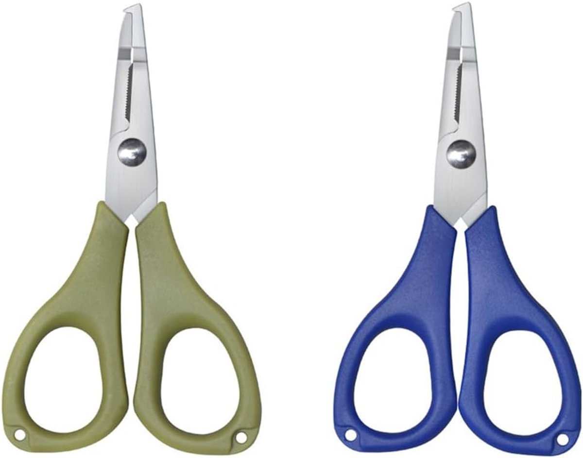 Multifunctionele Mini Vis Scharen voor Gevlochten Lijn - Snijden van Draad, Klemmen van Zinkers en Openen van Haken - Set van 2 Stuks