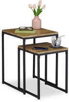 relaxdays Table d'appoint lot de 2 - table basse - ensemble mimi - couleur bois - table basse