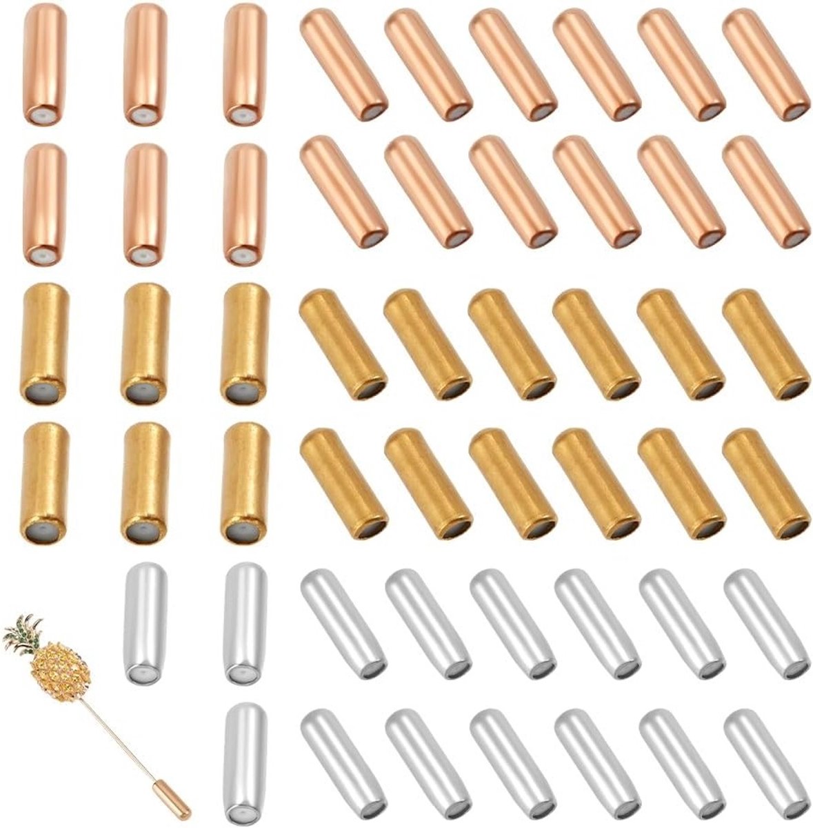 60 Stuks Lapel Pins met Achterkant in 3 Kleuren, Metaal Broche Spelden voor Sieraden DIY Accessoires, 11.5 x 3.5mm, Gat: 0.6mm, Perfect voor Creatieve Projecten en Modeaccessoires