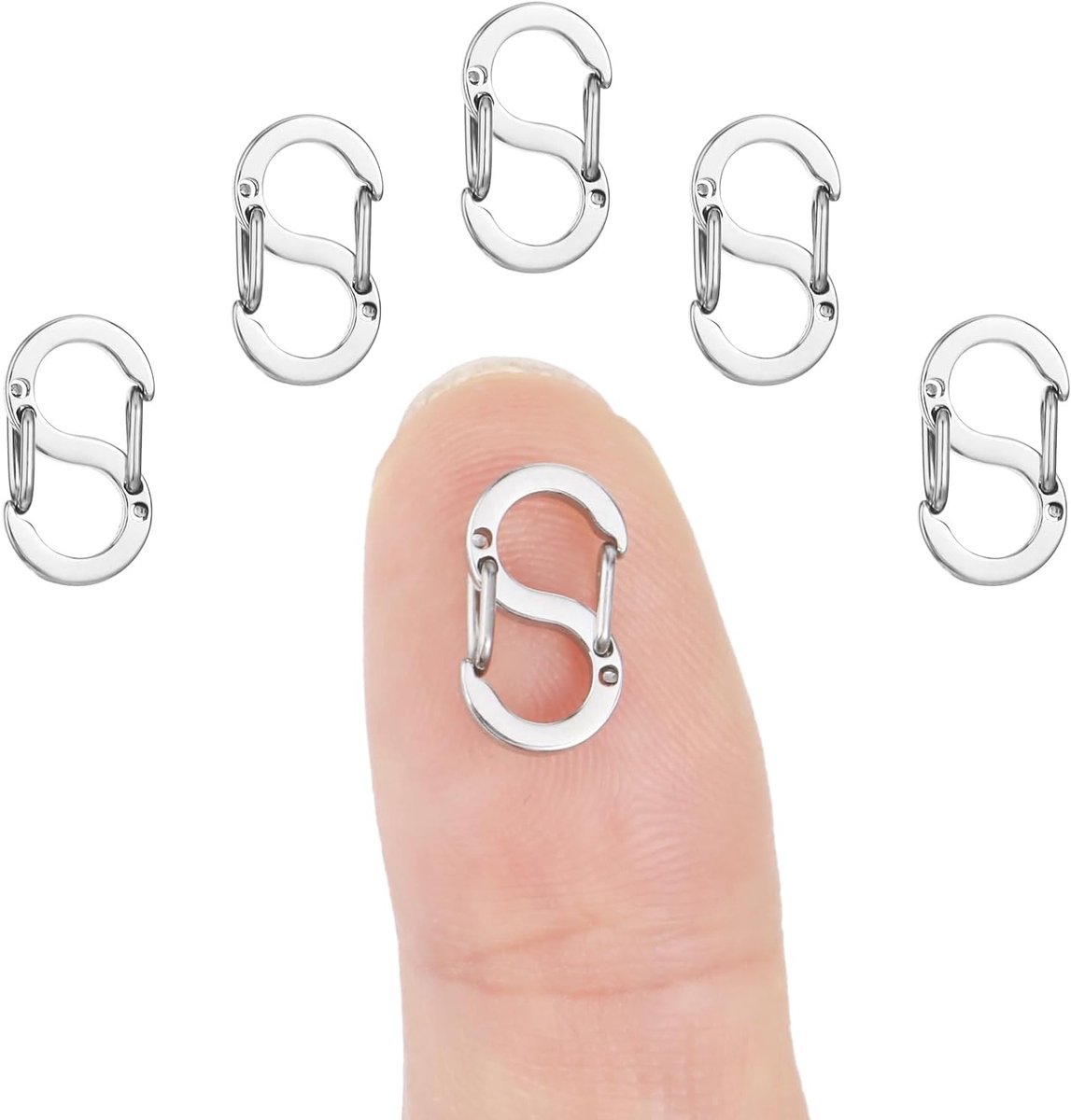 5-delige Dubbele Gat Kreeftsluitingen van RVS, Metaal Sluitingen voor Kettingen en Armbanden, Verstelbare Verbindingen en Accessoires (Zilver)