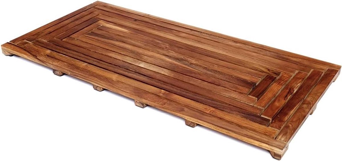 Badmat Teakhout - Douchemat Vloermat - Voorkomt Uitglijden - Handgemaakt Robuust - 100 x 50 cm - Variant 2