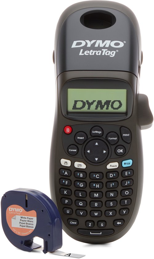 DYMO LetraTag LT-100H Labelprinter | Labelmaker met ABC-toetsenbord voor thuis en op kantoor | Zwart