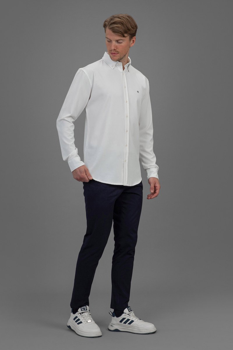 Laurent Vergne - Heren - Overhemd - Viscose - Wit - maat L - Slim fit