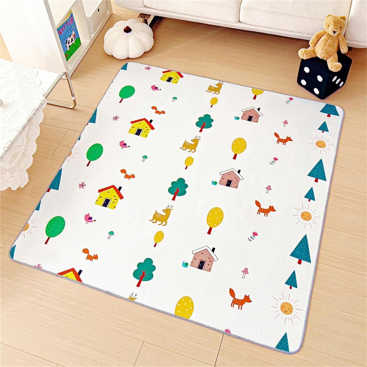 Kinderstoel Onderlegmat - Vloermat Baby - Bescherming Eettafel - Waterdicht Antislip - 150 x 180 cm - Karikatuur Dier