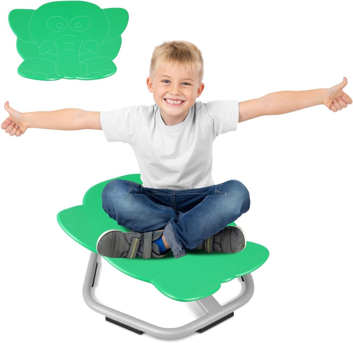 Sensorische Draaistoel - Draaistoel Kinderen Autisme - Zintuiglijke Training - Visvormige Armleuningen - 9.8'' x 6.3'' x 19.7'' - Groen