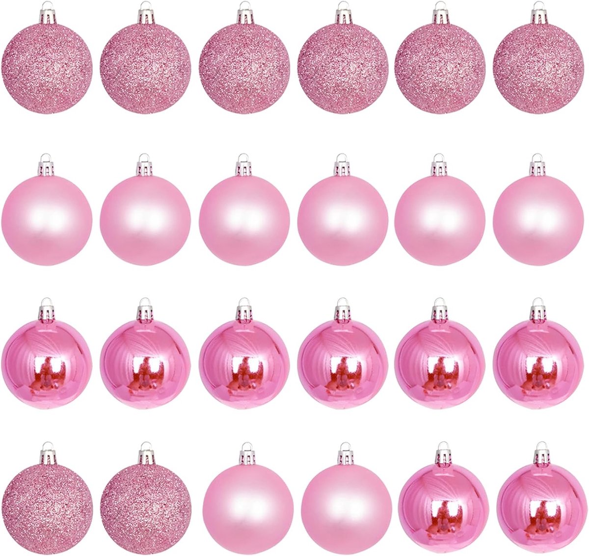 24 Stuks Roze Kerstballen - Roze Xmas Ballen - 3 cm Kerstballen - Plastic Xmas Versieringen - Roze Ballen voor Bruiloft Feest - Versieringen voor Thuis - Tuin - Buiten