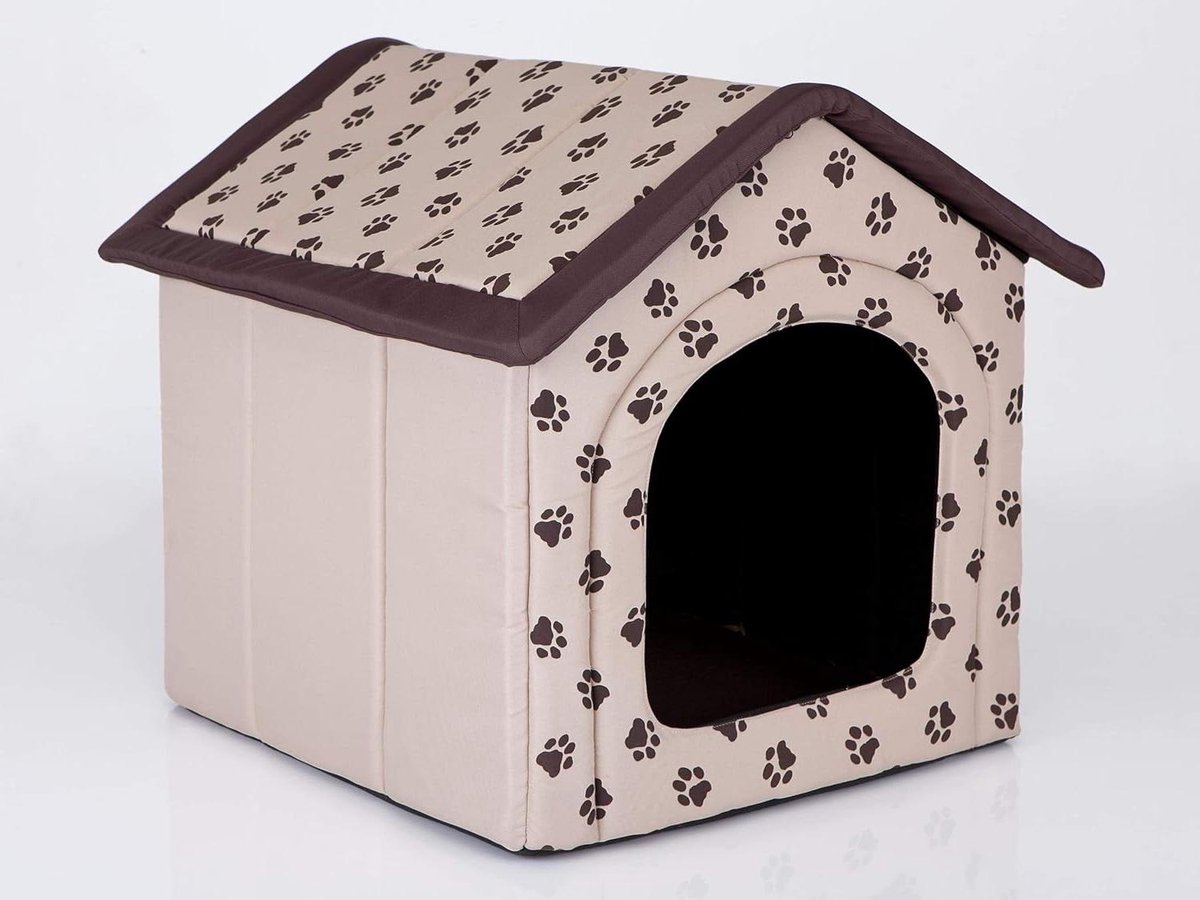 Hondenhok Kattenmand - Huisdierbed Hondenbed - Rusten Ontspannen - Afneembaar Dak - 38 x 32 cm - Beige