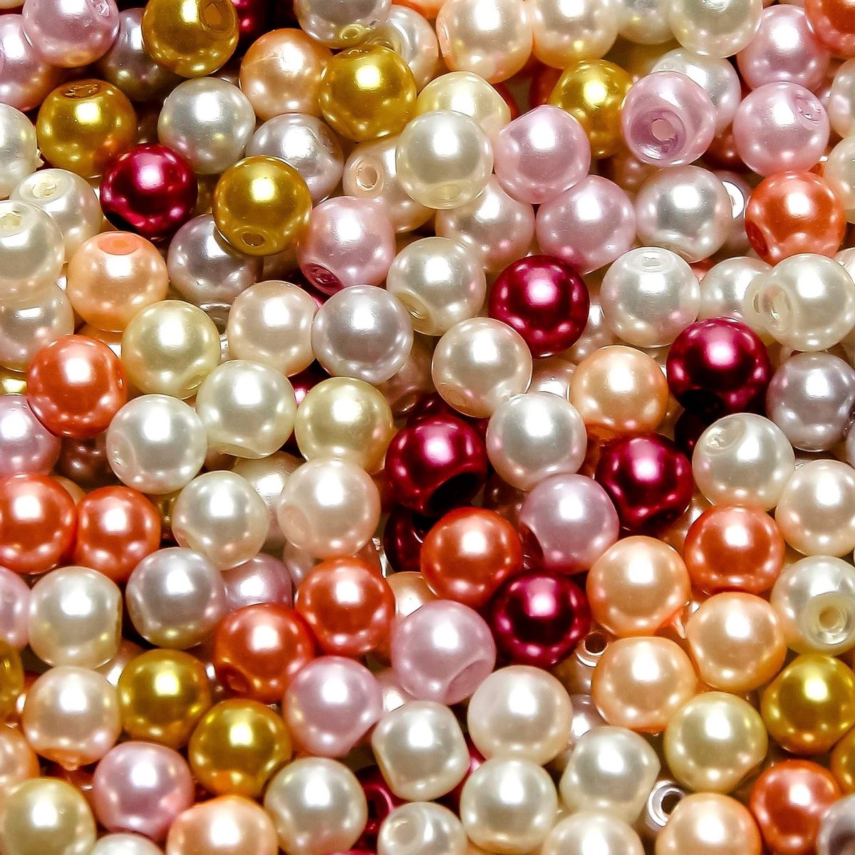 500 Stuks Glazen Kralen 6mm Ronde Faux Parels in Rood en Roze Series voor DIY Sieraden, Kettingen en Armbanden