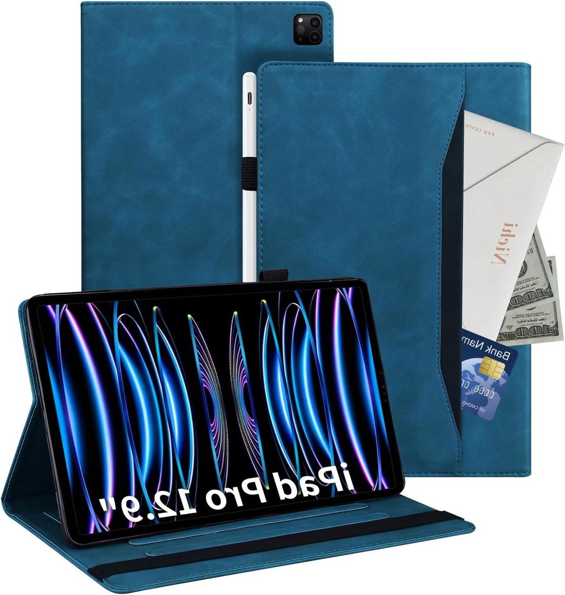 iPad Pro 12.9 Hoes - Tablet Cover - Bescherming en Gebruik - Met Penhouder - 12.9 inch - Blauw