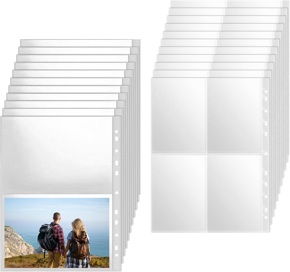 Dubbelzijdige A4 fotohoezen met 240 vakken, transparante opbergmappen voor 2/3/4-ringbinders, ideaal voor thuis en op kantoor