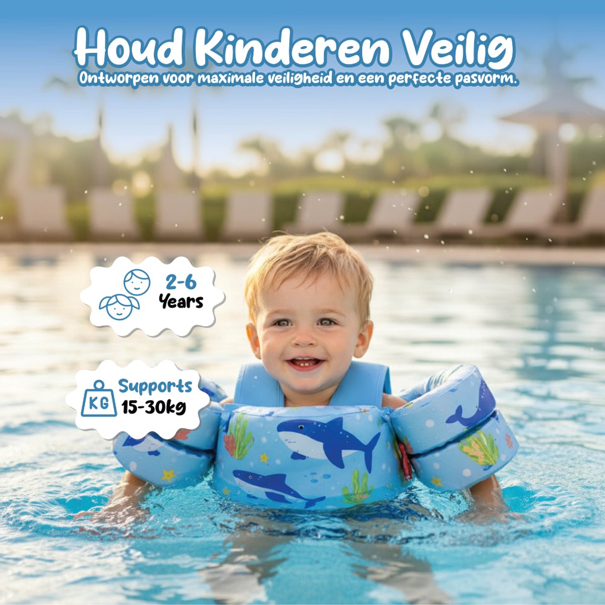 Montzys® Puddle Jumper Blauw - Zwembandjes & Zwemvest - Reddingvest Kind - Drijfvest & Zwemvleugels - Swimtrainer & Zwemgordel - Kinderen van 2 tot — afbeelding 6