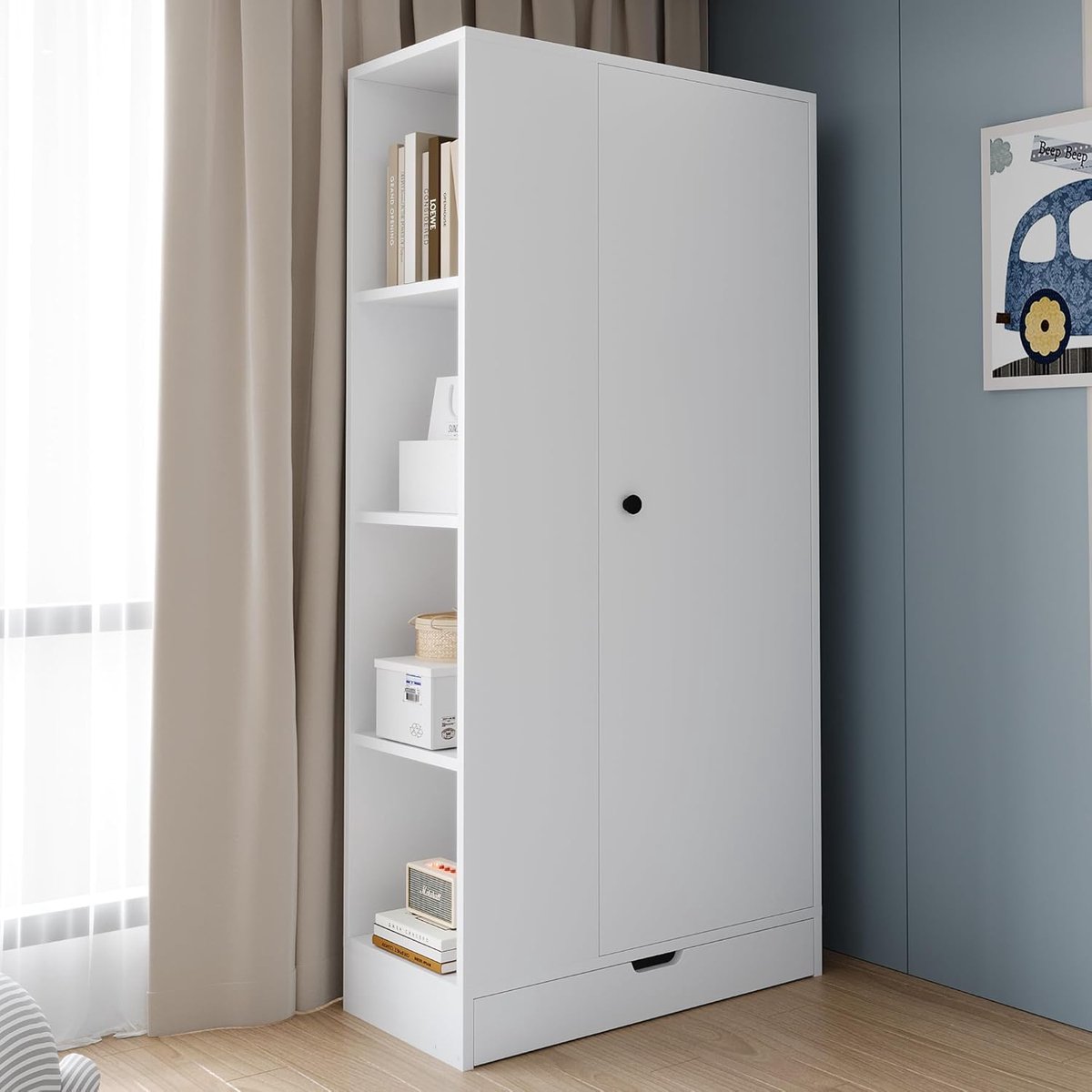 Luxe Kledingkast – Wit – 70x40x170 cm – Industrohome