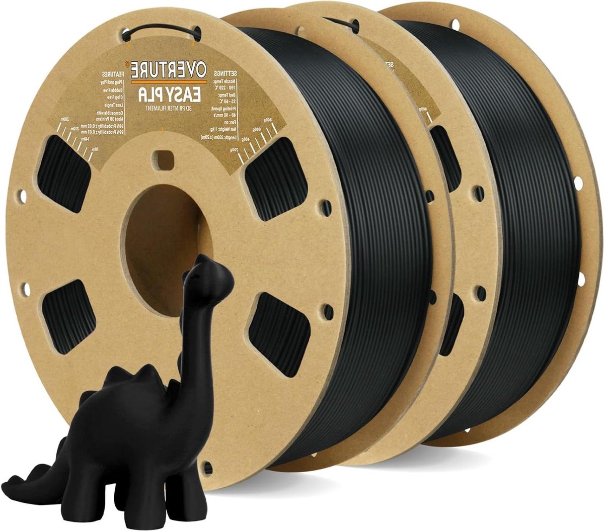 3D Printer Filament - PLA Draad - 3D Printen - Stoppvrij en Bubbelvrij - 2kg - Zwart