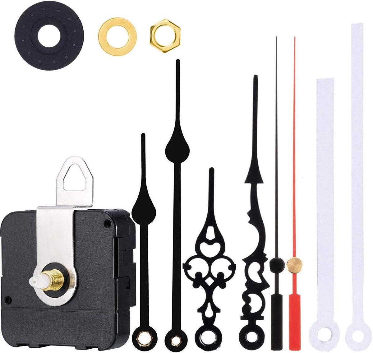 Kwarts Klok Beweging - Klok Onderdelen - Klok Repareren - Tikvrije Wijzers - 1-2 Inch Schacht - Zwart