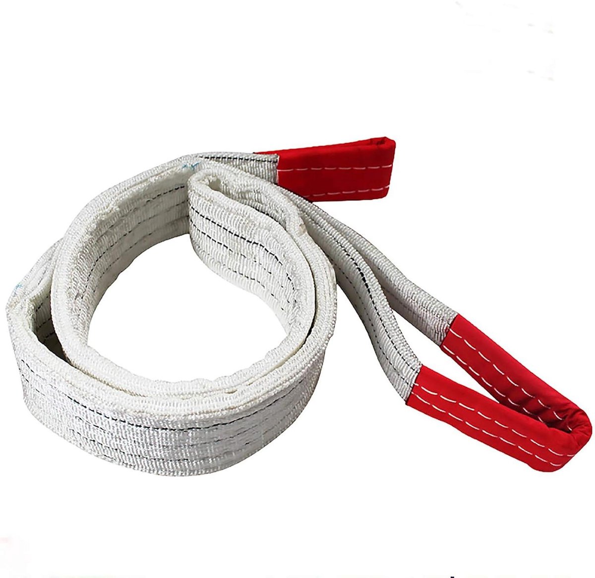 Kraan Cargo Webbing - Hijsstroppen Polyester - Goederen Optillen - Dubbele Lus - 2 STKS 4M - Wit