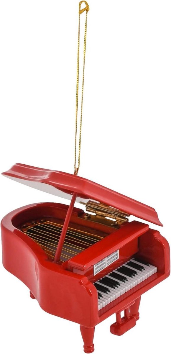MindaMusic Rode Grand Piano Boom Ornament Rood