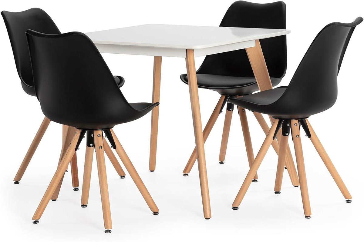 Eettafelset met 4 stoelen - Keukentafel set Diner set - Kleine ruimtes inrichten - Scandinavisch design