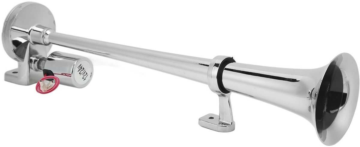 Store_8 - Elektrische trompethoorn - Luchthoorn 135 db - Verchroomd - 450 mm - Train auto boot - Zinklegering - Krachtige claxon