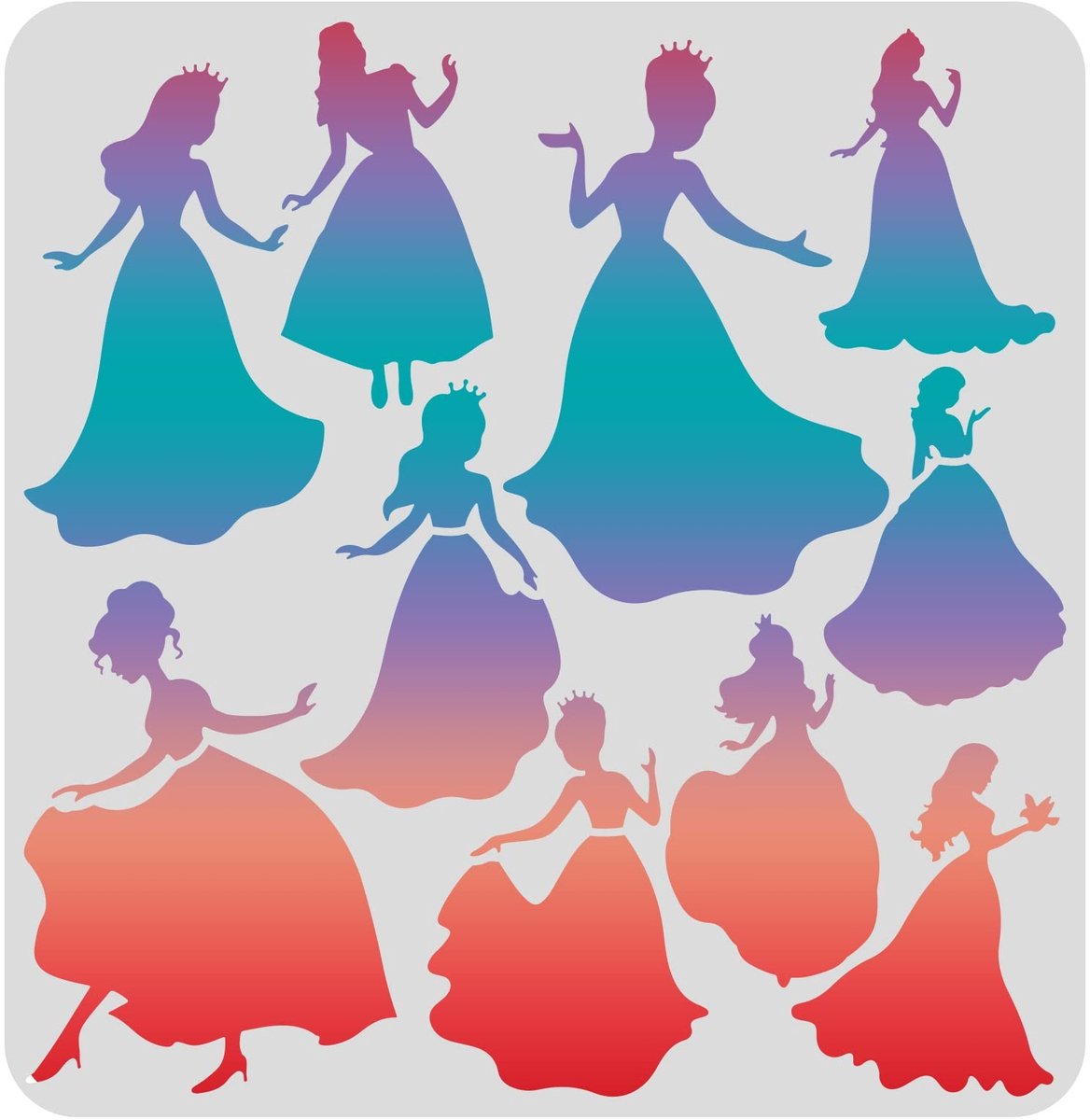 Store_8 - Prinsessjablonen - Herbruikbare sjablonen - 30 x 30 cm - Creatief schilderen - Voor kinderen en volwassenen - Ideaal voor muren en hout