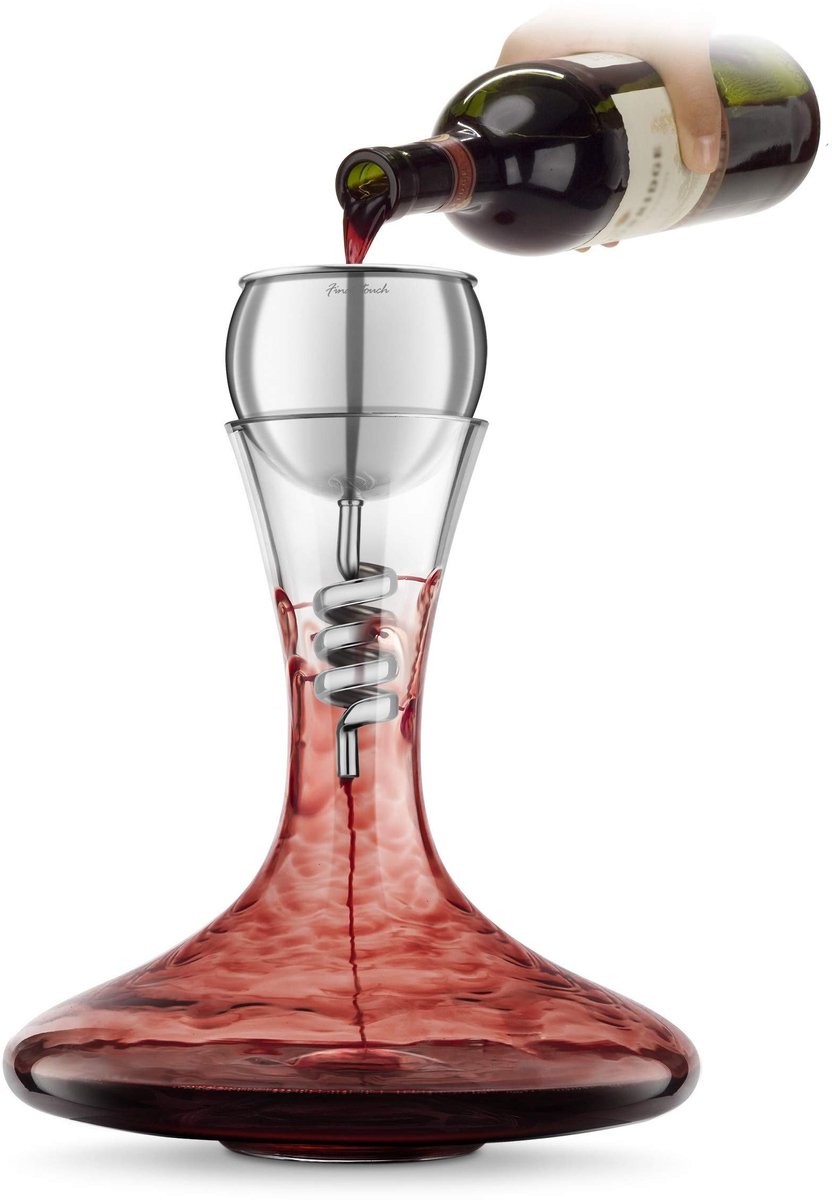 ONF3 - Roodwijn Aerator - Stainless Steel Edition - Snel Decanteren - Transparant - Optimaliseer Smaak en Aroma - Ideaal voor Wijnliefhebbers - ...