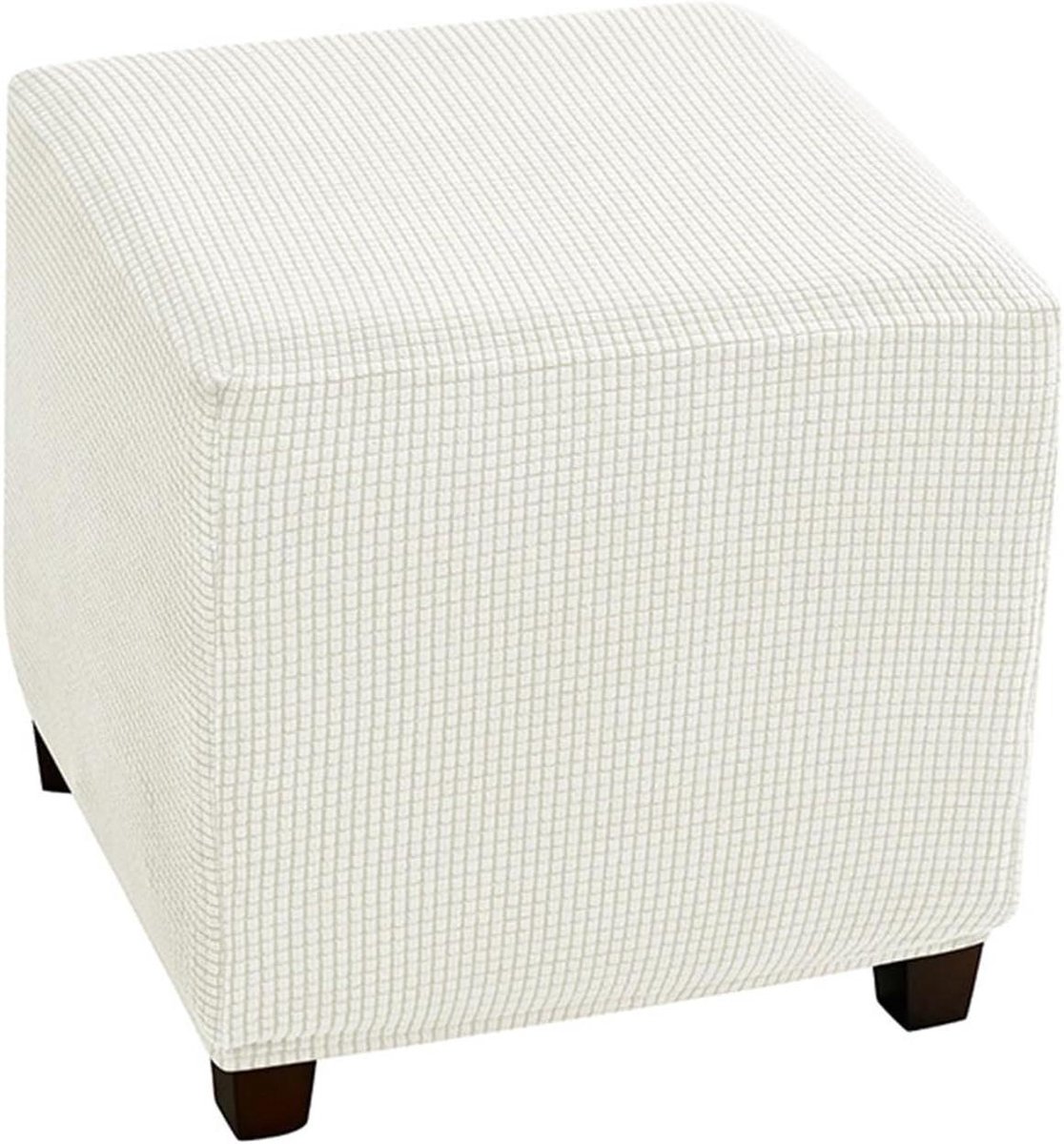 Ottomaanse Hoes - Voetenbank Protector - Woonkamer Decoratie - Stretch Jacquard Stof - 33-45.7 cm - Wit