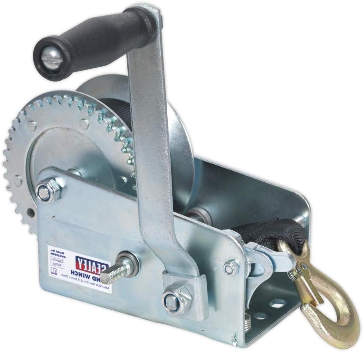 Handlier met Band - Touwlier Lier - Materiaal Verplaatsen - Gehard Staal Constructie - 900 kg Draagkracht - Zilver