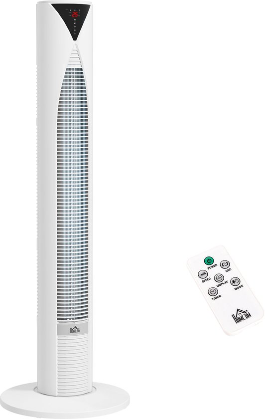 Torenventilator wit 70° oscillatie 4 modi 3 snelheden LCD afstandsbediening 13,5 cm smal HOMCOM