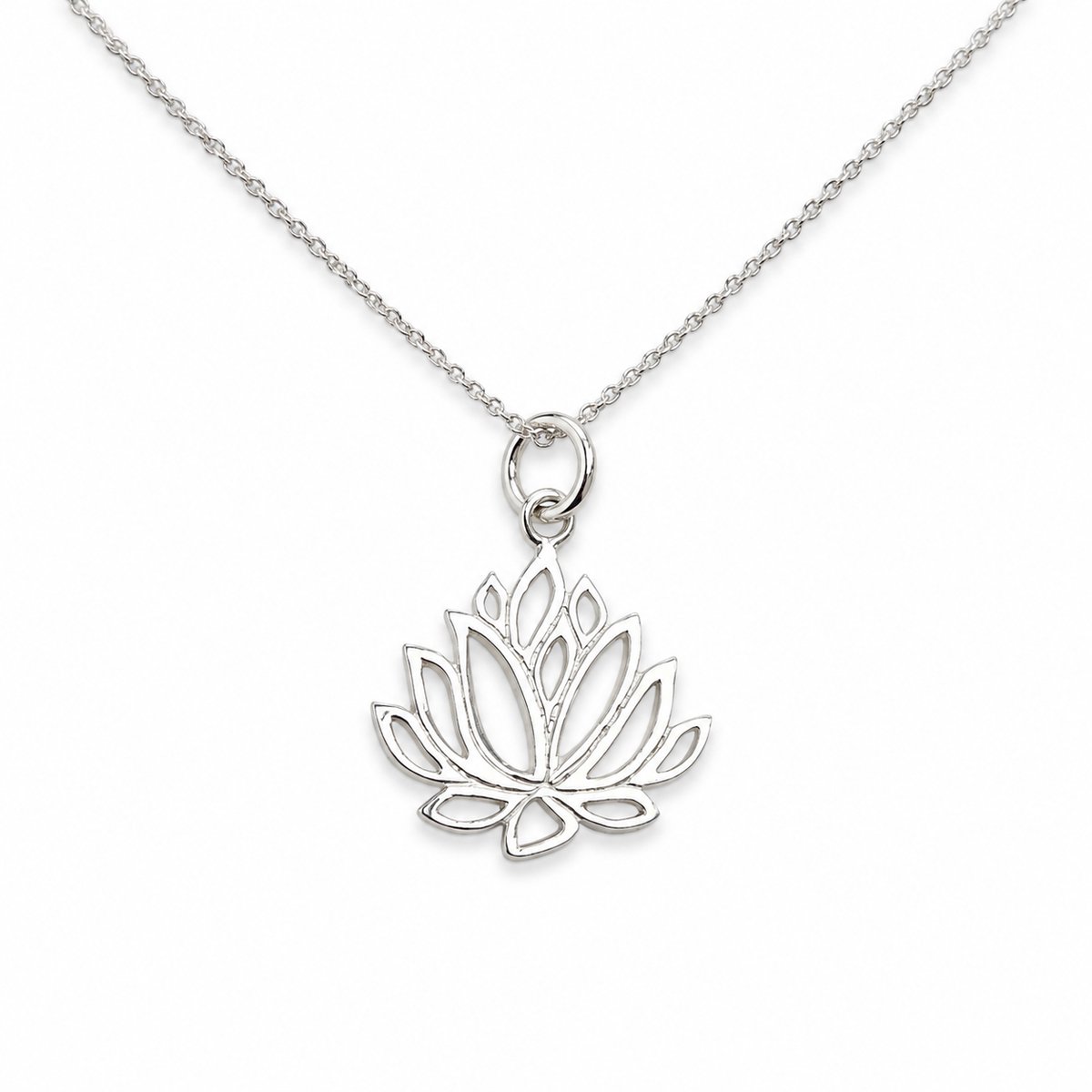 House of Jewels - Zilveren Lotus Hanger met Ketting - 42CM