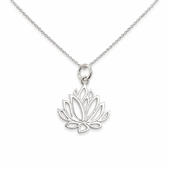 House of Jewels - Zilveren Lotus Hanger met Ketting - 42CM