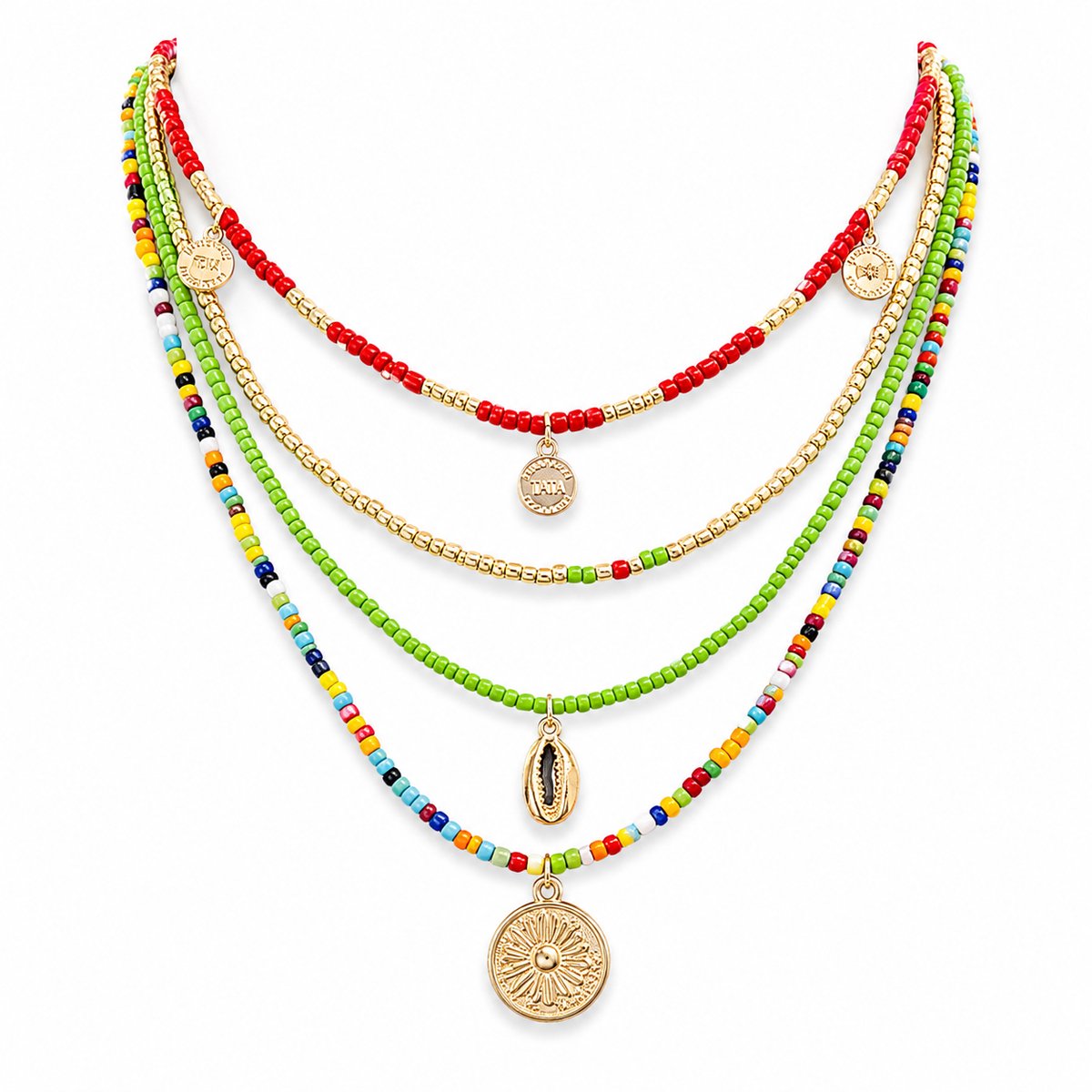Engravia by Derya – Dames Ketting – Kleurrijke Multilayer Kralen Ketting – Bohemian Zomerstijl – Cadeau voor Haa