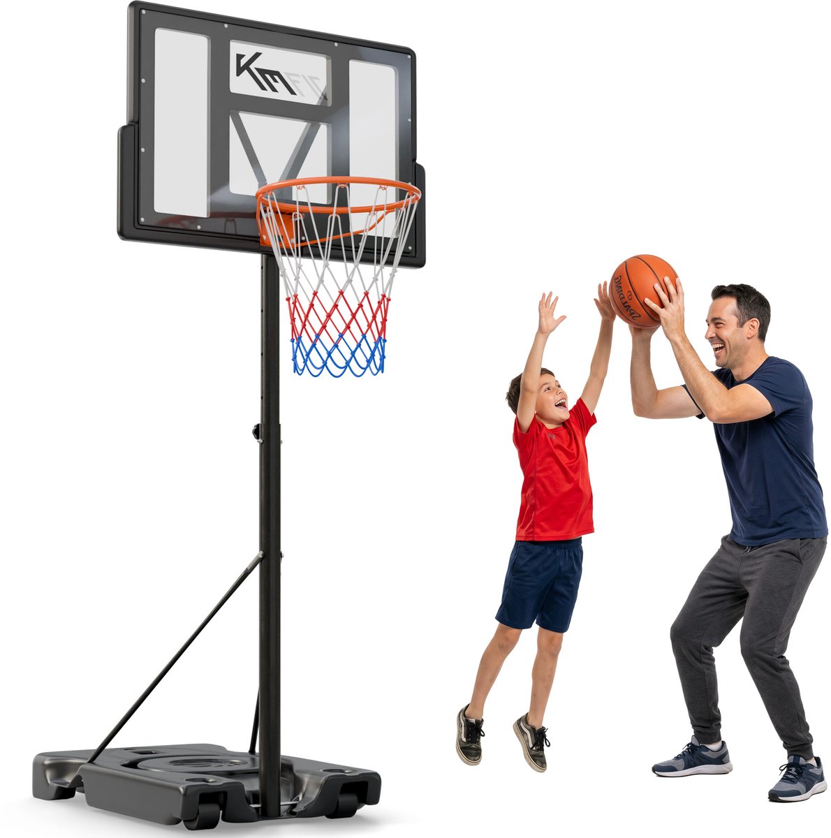 KM-Fit Verrijdbare Basketbalstandaard 135-305 cm Verstelbaar Outdoor met Wielen