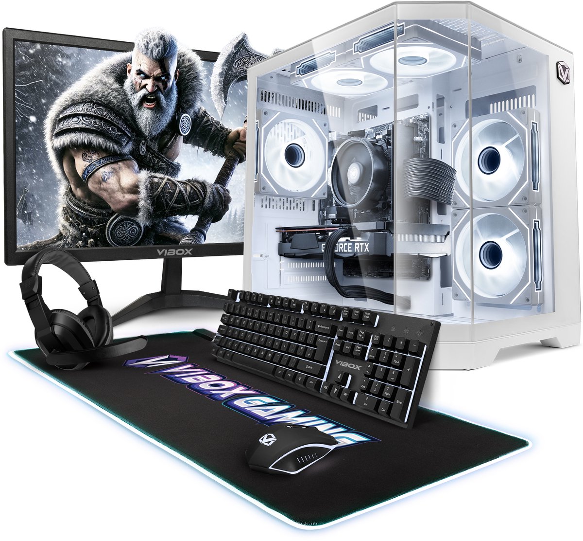 Vibox Gaming PC Set - Ryzen 5 5500 - RTX 5060 - 16GB RAM - 1TB SSD - Windows 11 - WiFi 6 + Bluetooth 5.4 - 23" Monitor + Accessoires