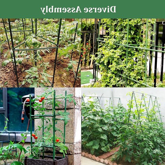 Verstelbare Steunen voor Tomatenplanten - Set van 3 Tuinsteunen voor Klimplanten, Ondersteuning voor Groenten en Bloemen, Ideaal voor Buiten in de Tuin (120cm) — afbeelding 4
