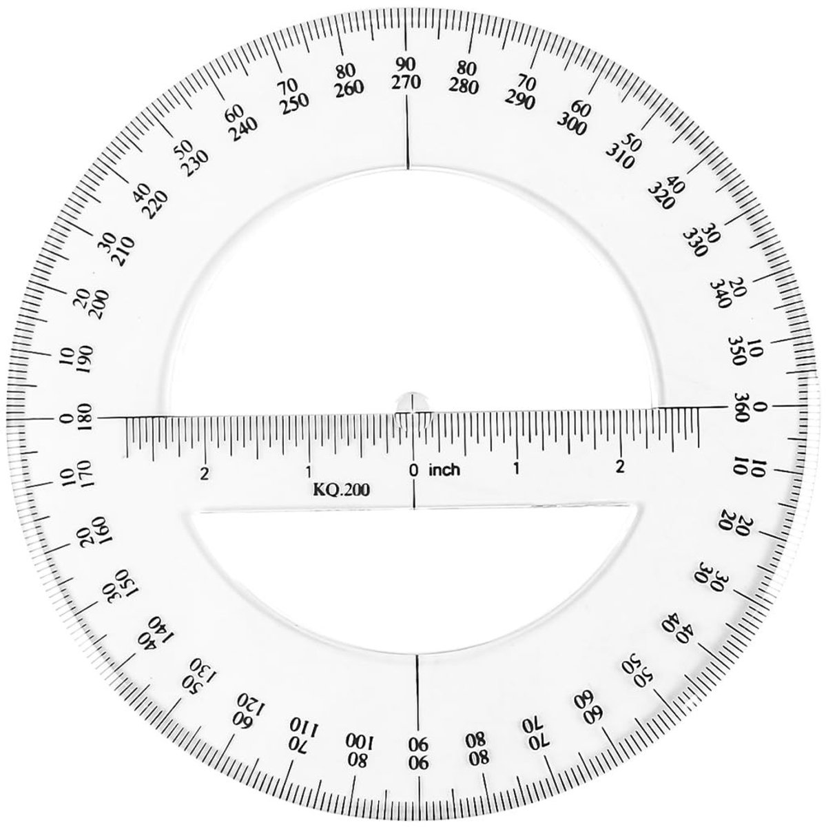Jhubersproducts - 360 graden gradenboog - Plastic meetinstrument - 20 cm diameter - Transparant - Ideaal voor school en kantoor - Precisie in tekenen