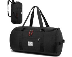 SnelShoppen - Grote Lyweem Reistas 60L voor Heren en Dames, Sporttas met Schoenenvak, Weekend- en Nachttas, Uniseks Gymtas, Zwart, Ideaal voor Reizen,