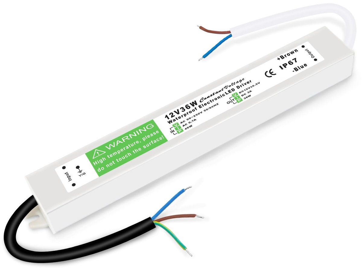 Livia home - LED transformator 12V - 36W voeding - Flikkervrij en geruisloos - Waterdicht IP67 - Geschikt voor MR11 G4 MR16 GU5.3 lampen