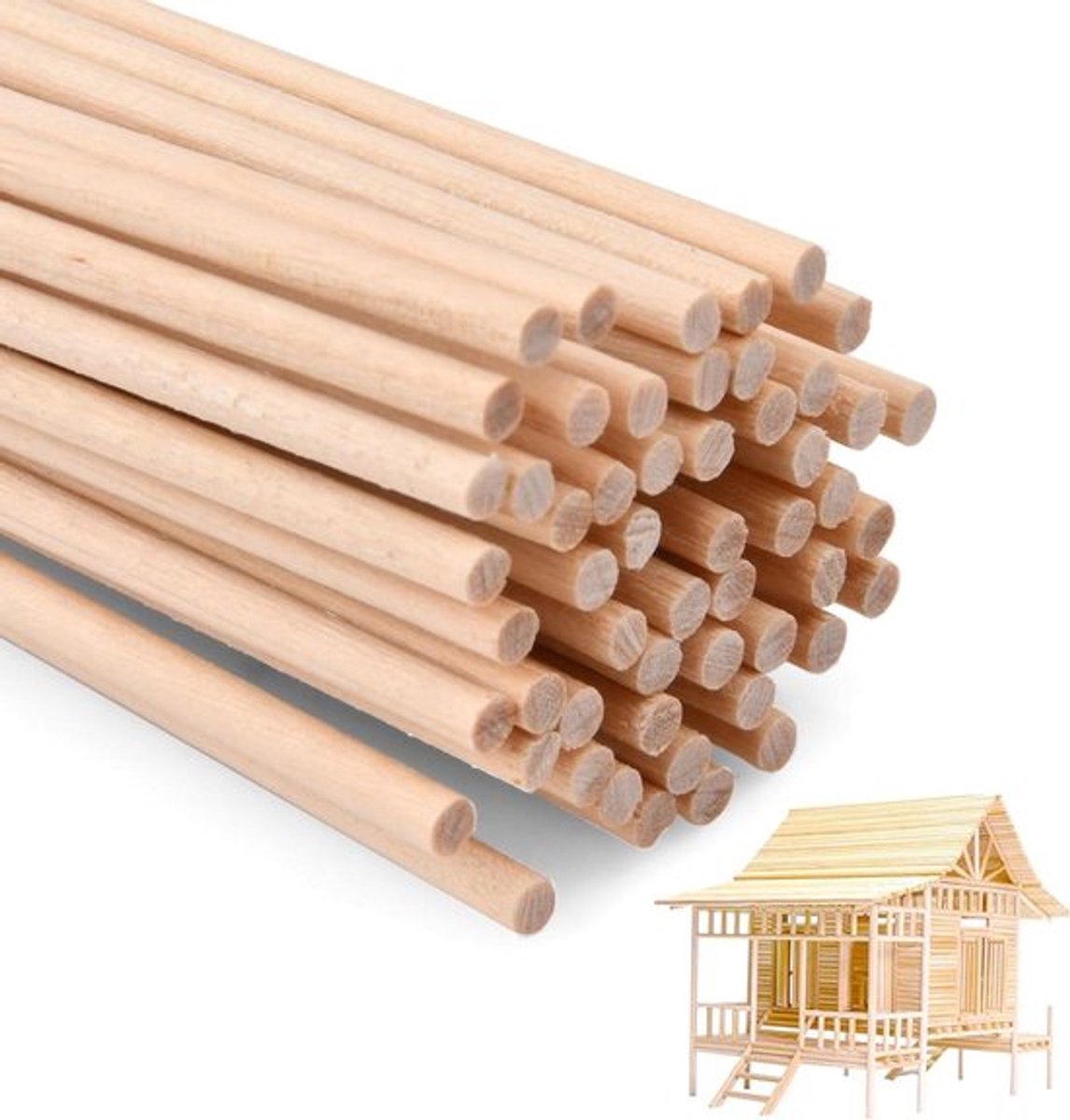 Balsahouten stokjes 3mm x 30 cm - 50 stuks voor knutselen en modelbouw
