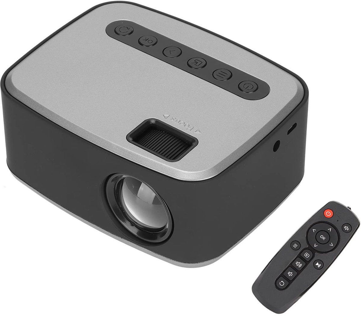 Zeynomax - Mini Projector - Draagbare Projector - Full HD 1080P - Zilver Zwart - Video Projector - Geschikt voor TV PC Smartphone - Compact formaat