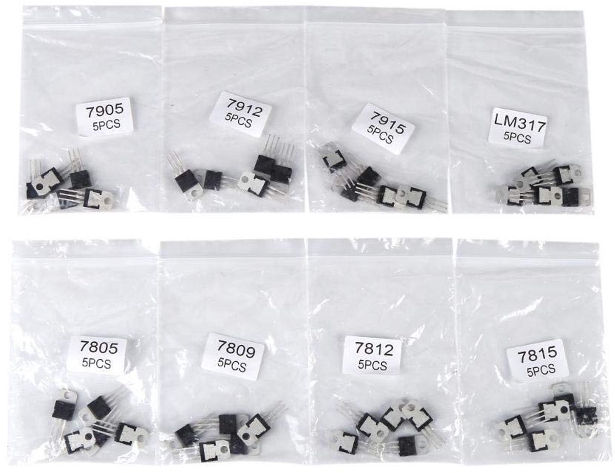Vlemico - Transistor Assortiment Set - 40-delig - Inclusief 7805 7809 7812 7815 7905 7912 7915 LM317 - Voor diverse elektronica projecten - Geschik...