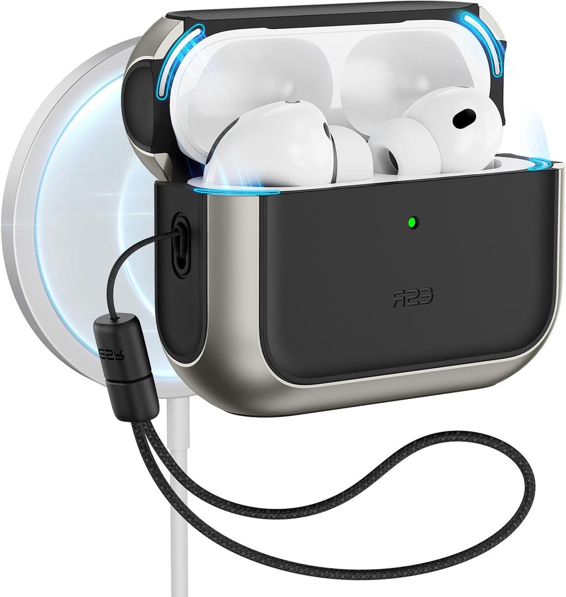 Beschermende Hoes voor AirPods Pro 3 - MagSafe Compatibel, Volledige Bescherming met Polsband, Titanium Design