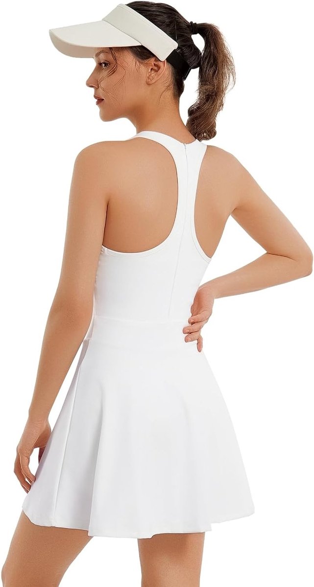 Dames Golfjurken met Ingebouwde Shorts en Beha, Mouwloos Sportoutfit voor Tennis en Pickleball