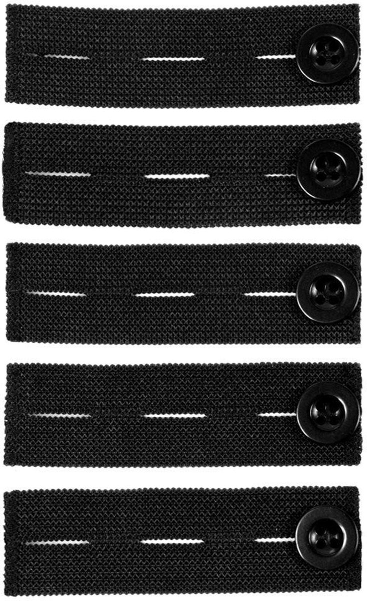 Vlemico - Elastische tailleverlenging - Broekverlengingen 5 stuks - Verstelbare taillebandverlenging - Zwart - Knoopbroek - Geschikt voor zwangersc...